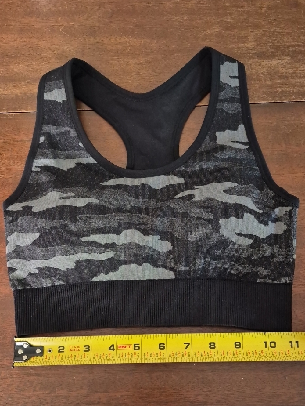 Women’s Camo Racerback Sports Bra - Black & Gray